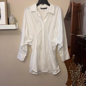 Zara Poplin Button Down Mini Dress